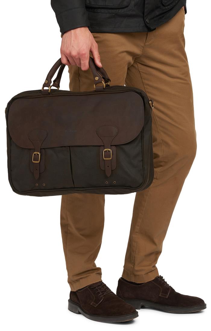 バッグ Barbour Wax Leather Briefcase Landmark | Barbour Accessories Wax Leather Briefcase in Olive