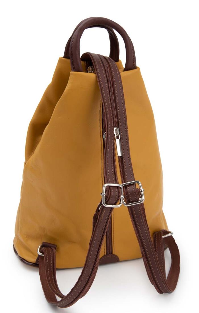 Fioretta Italian Genuine Leather Top Handle Backpack Purse Shoulder Bag Handbag Rucksack for Women - Cognac Brown