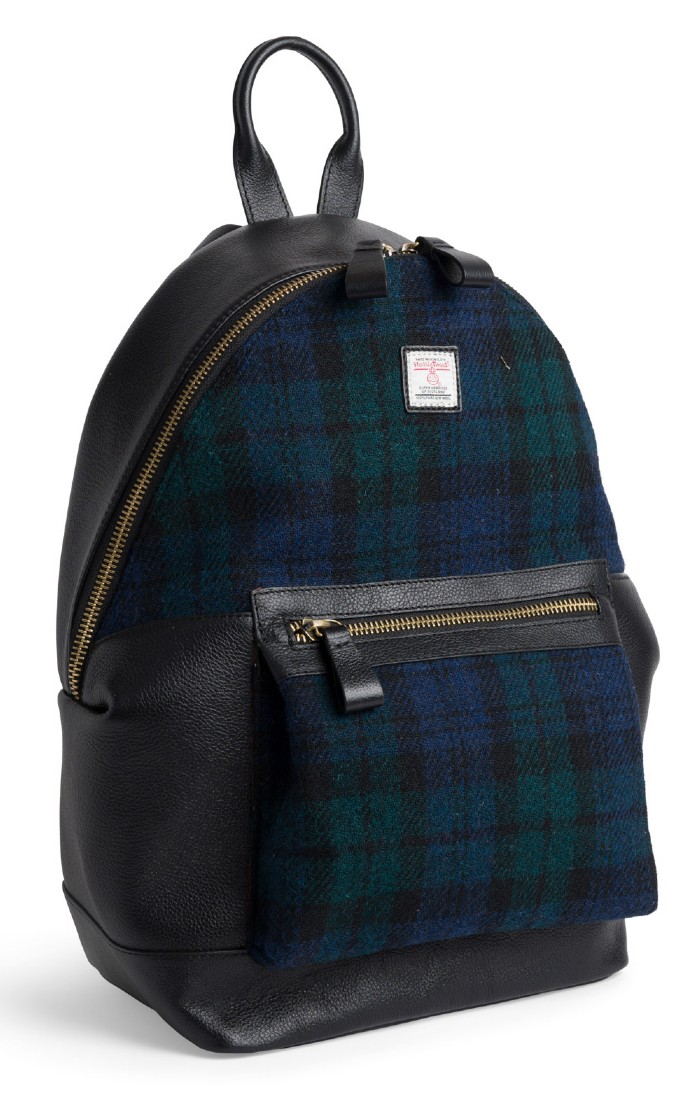 Leather Backpack with Harris Tweed®, Black House of Bruar