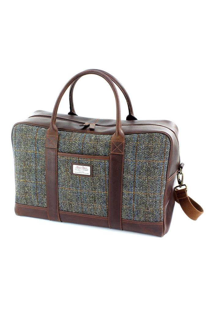 The British Bag Company Mens Carloway Harris Tweed and Leather Holdall Briefcase 