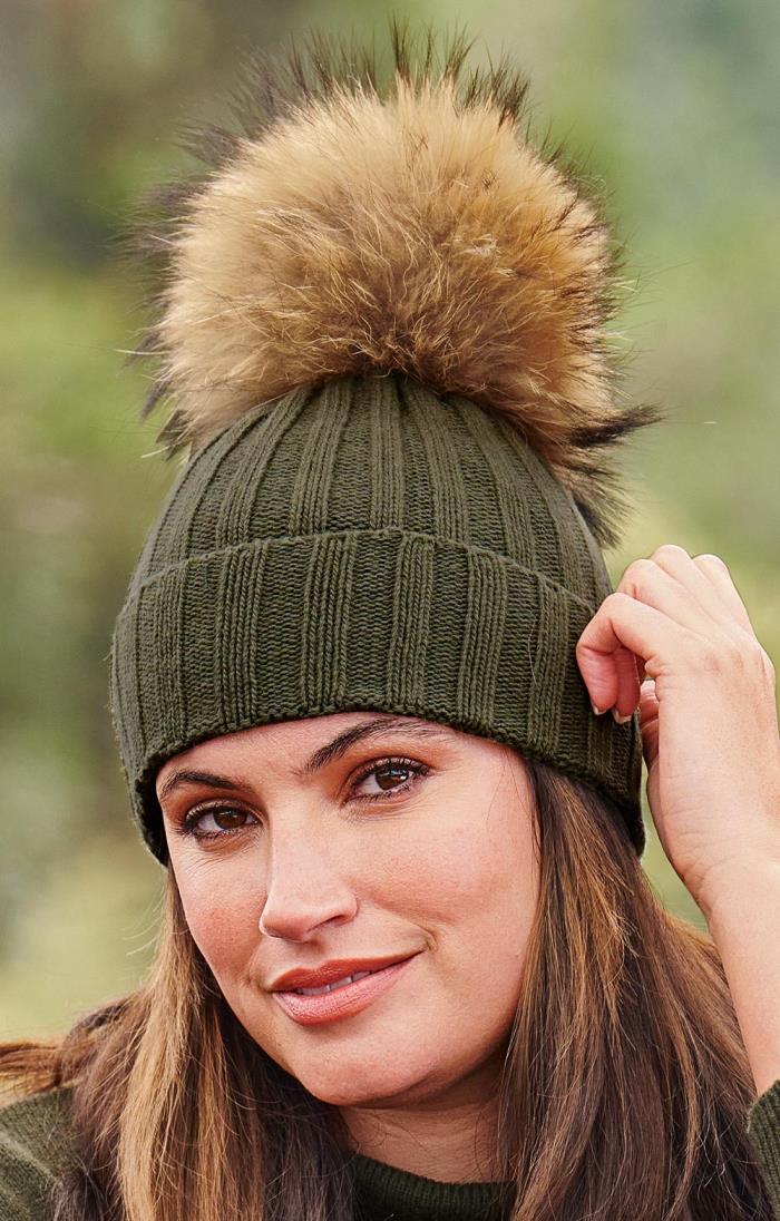 Ladies Cashmere \u0026 Silk Fox Fur Pompom 