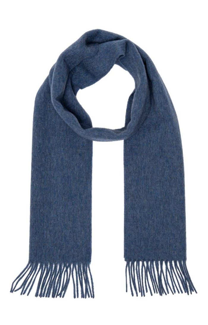Men's Plain Lambswool Scarf, Blue - House of Bruar