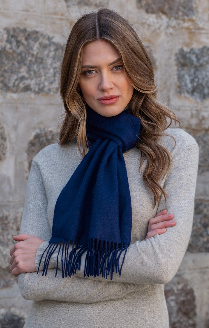 Cashmere Plain Scarf, Navy House of Bruar
