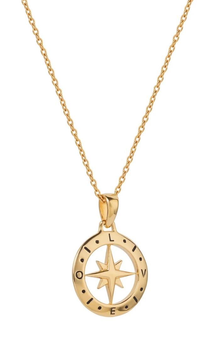 Ocean 14kt Gold Vermeil MOP CZ Compass Necklace – danatyler