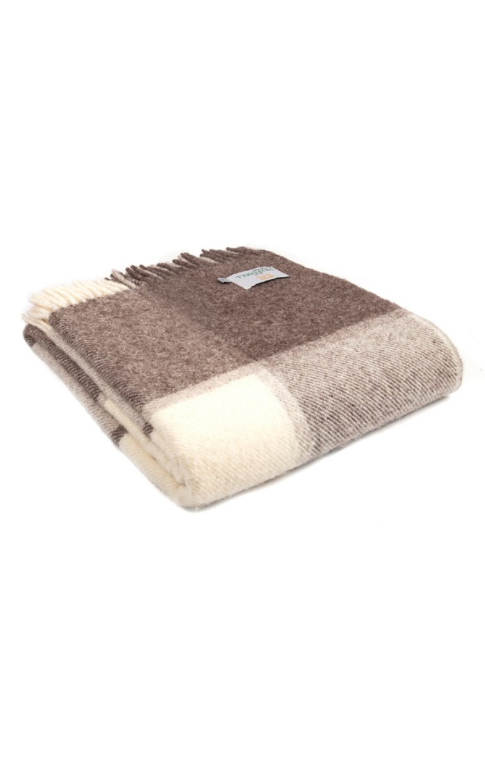 Pure New Wool Block Check Throw