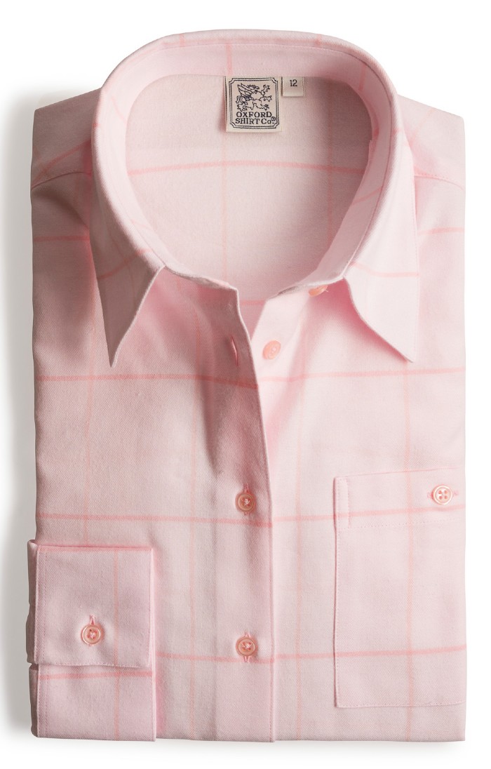 Ladies Open Check Brushed Cotton Shirt, Pink - House of Bruar