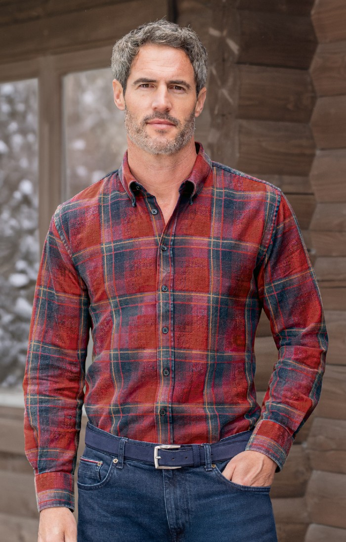 Men's Cotton Check St Andrews Shirt, Red - House of Bruar