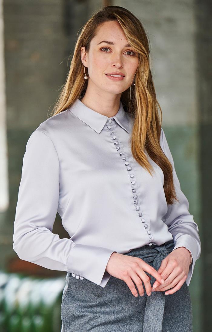 Ladies Covered Button Blouse - House of Bruar
