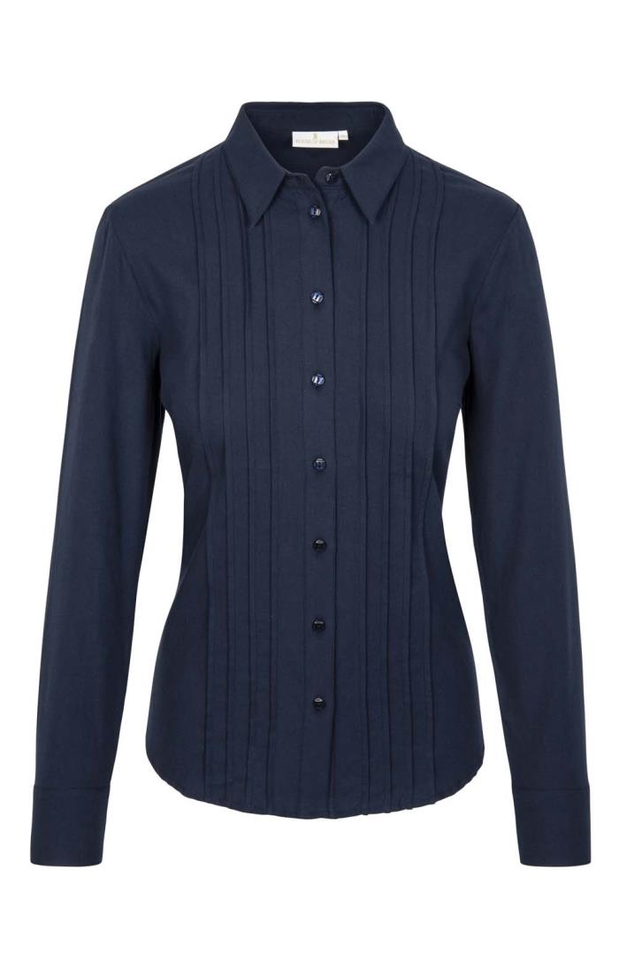 Ladies Pleated Front Pure Cotton Blouse - House of Bruar