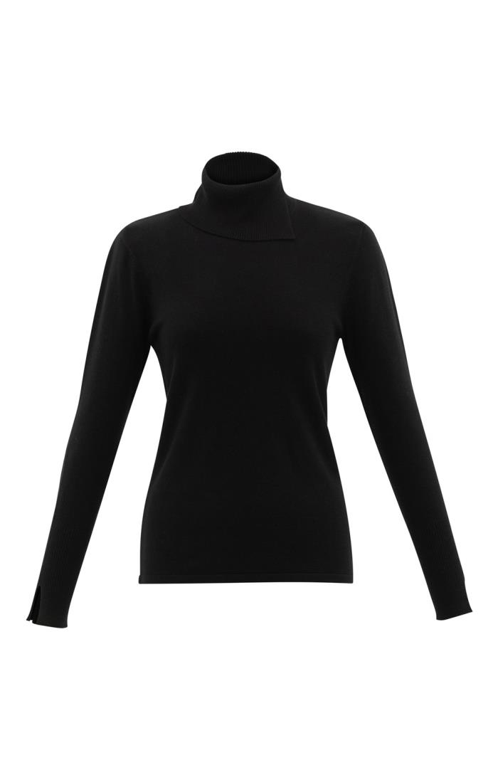 Ladies Marble Split Polo Neck Sweater - House of Bruar