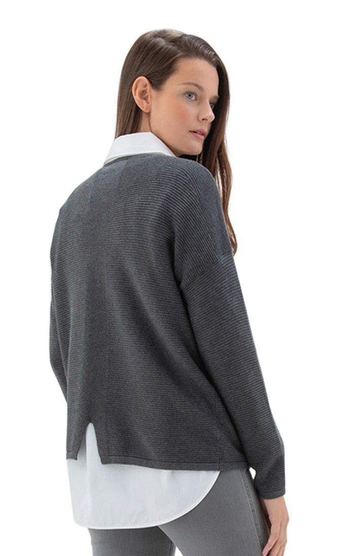 Charcoal grey jumper ladies hot sale