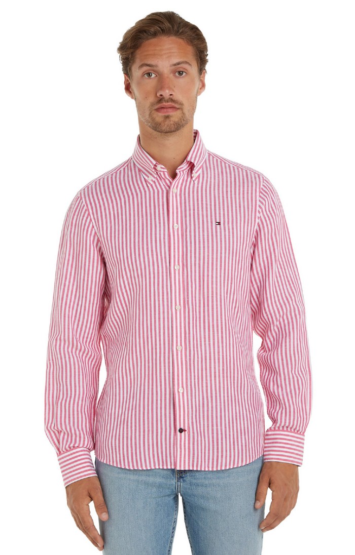 Men s Tommy Hilfiger Cotton Linen Striped Shirt