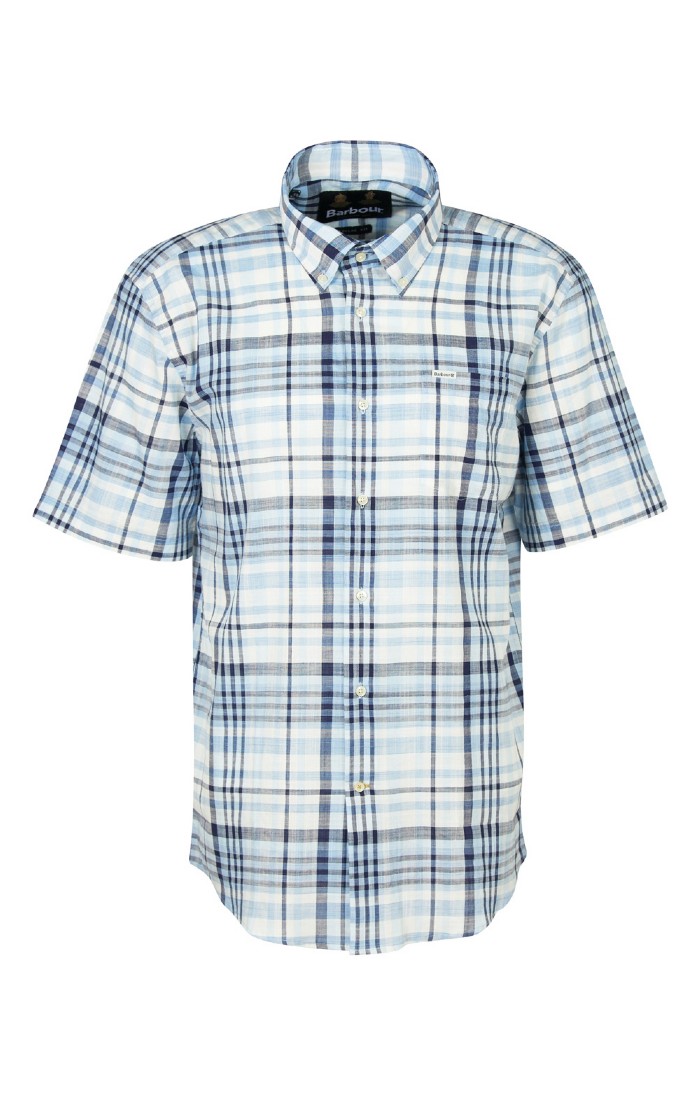 Mens Barbour Hartley Short Sleeve Regular Fit Shirt Blue House of Bruar