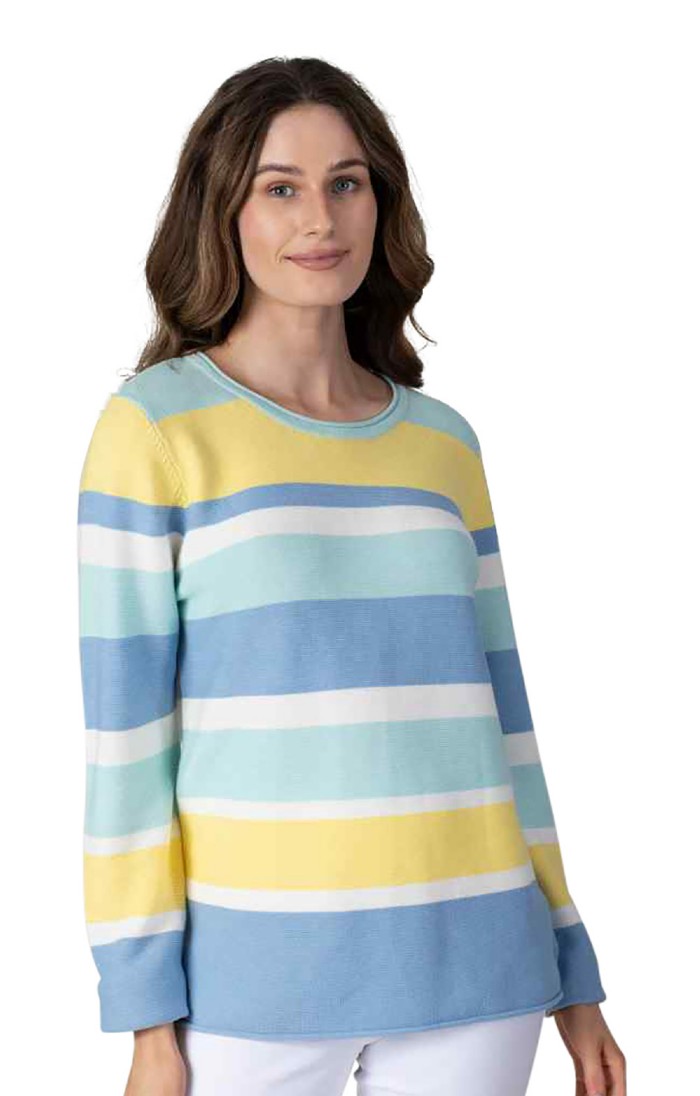 Ladies Stripe Knit Crew House of Bruar