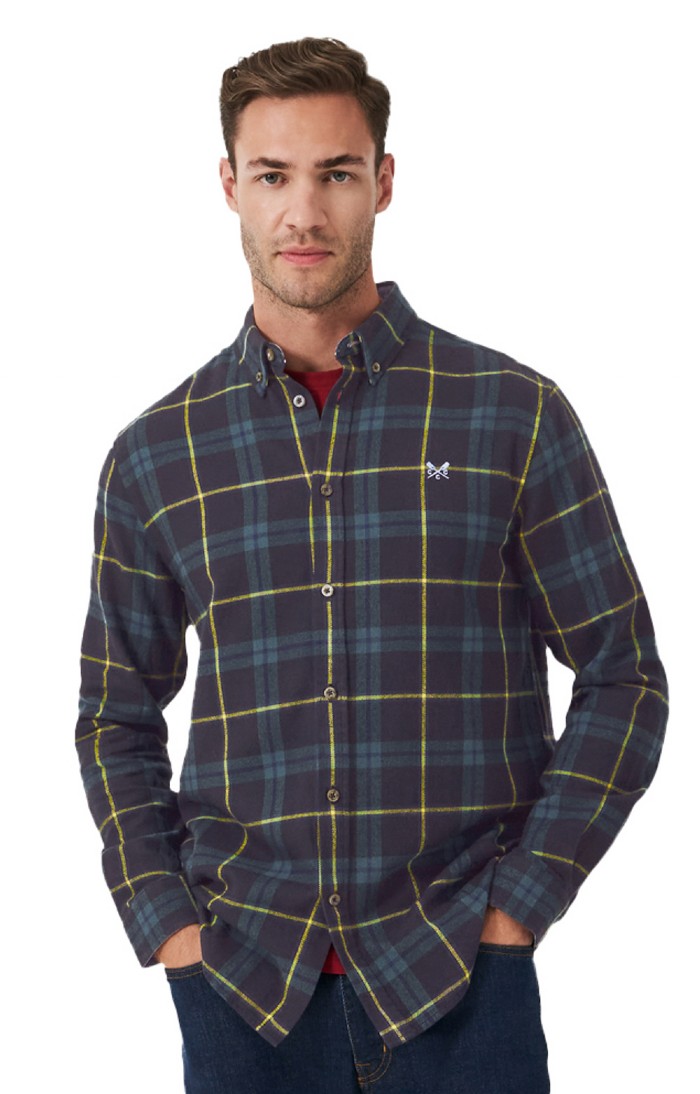 Men's Crew Clothing Long Sleeved Checked Flannel Shirt House of