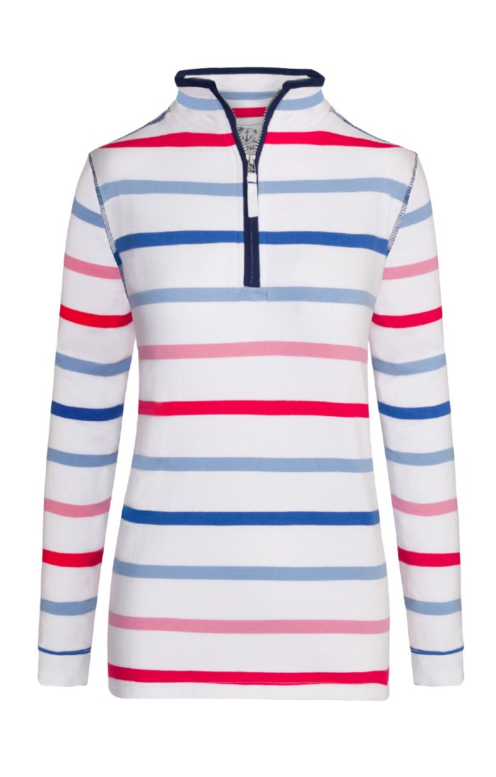 Striped half zip sweatshirt sales