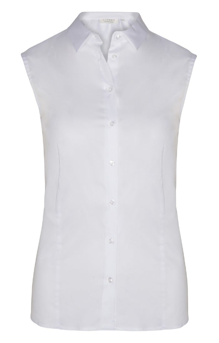 Ladies Eterna Sleeveless Collar Shirt, White - House of Bruar