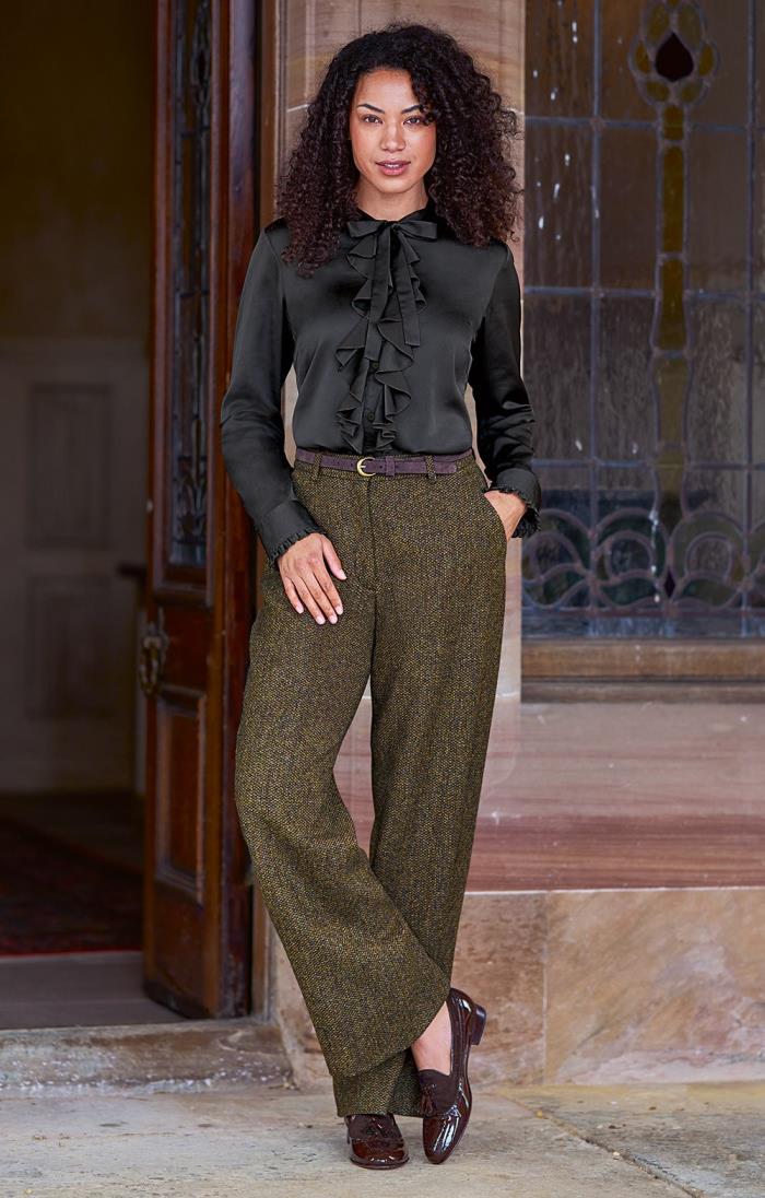 Women Tweed Pants Wide Legs, Tweed Pants Women Winter