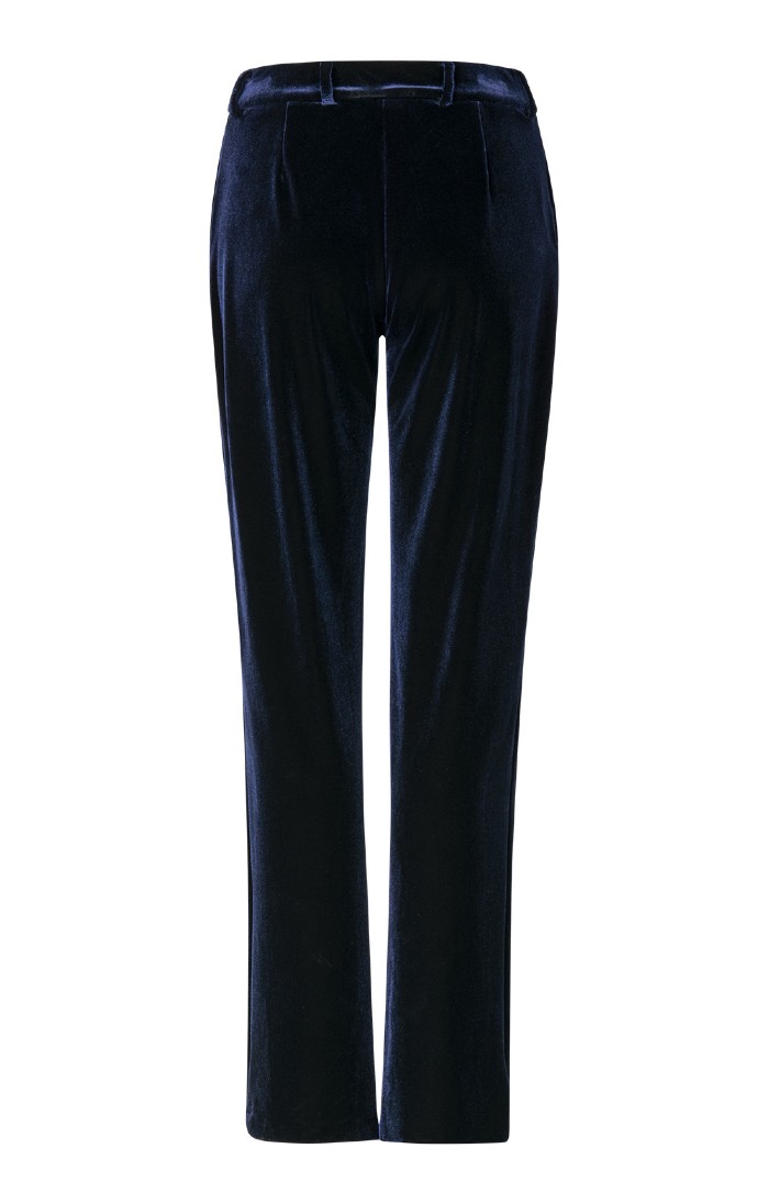 House of Bruar Ladies Velvet Trousers Navy Blue