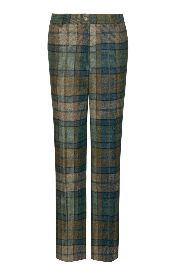Green plaid trousers womens sales