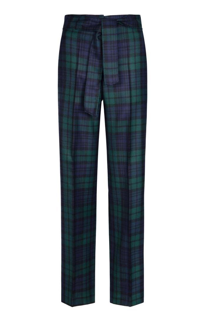 Ladies Tie Waist Plaid Trousers - House 