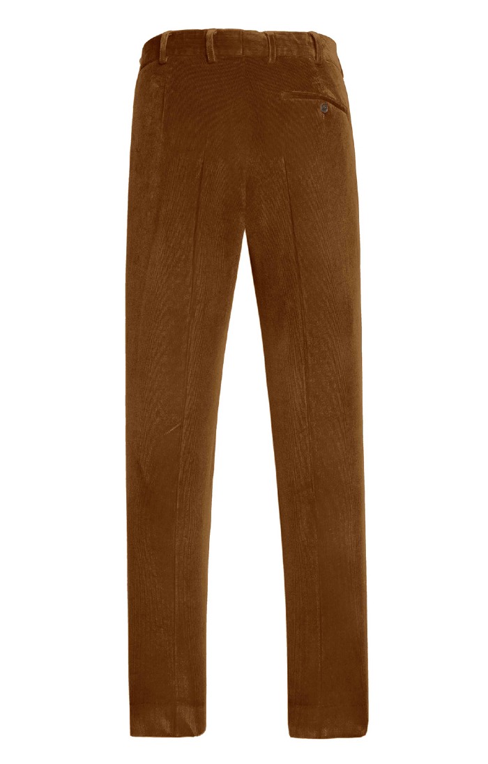 Men's Single Pleat Stretch Cord Trousers, Brown House of Bruar
