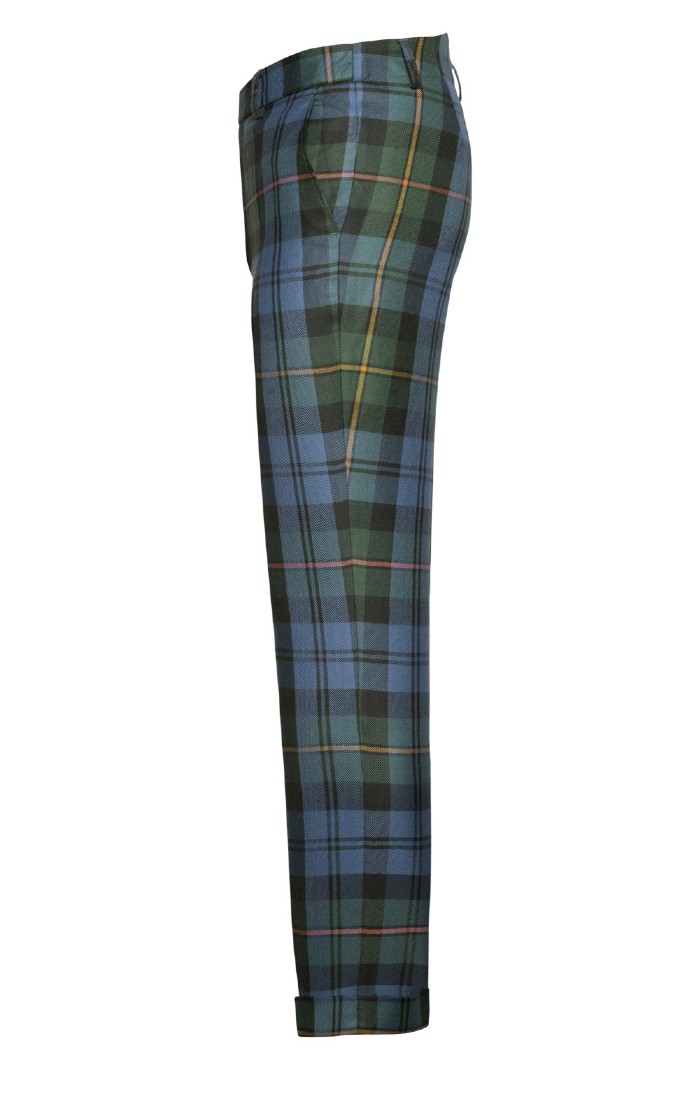 Mens blue and green tartan best sale trousers