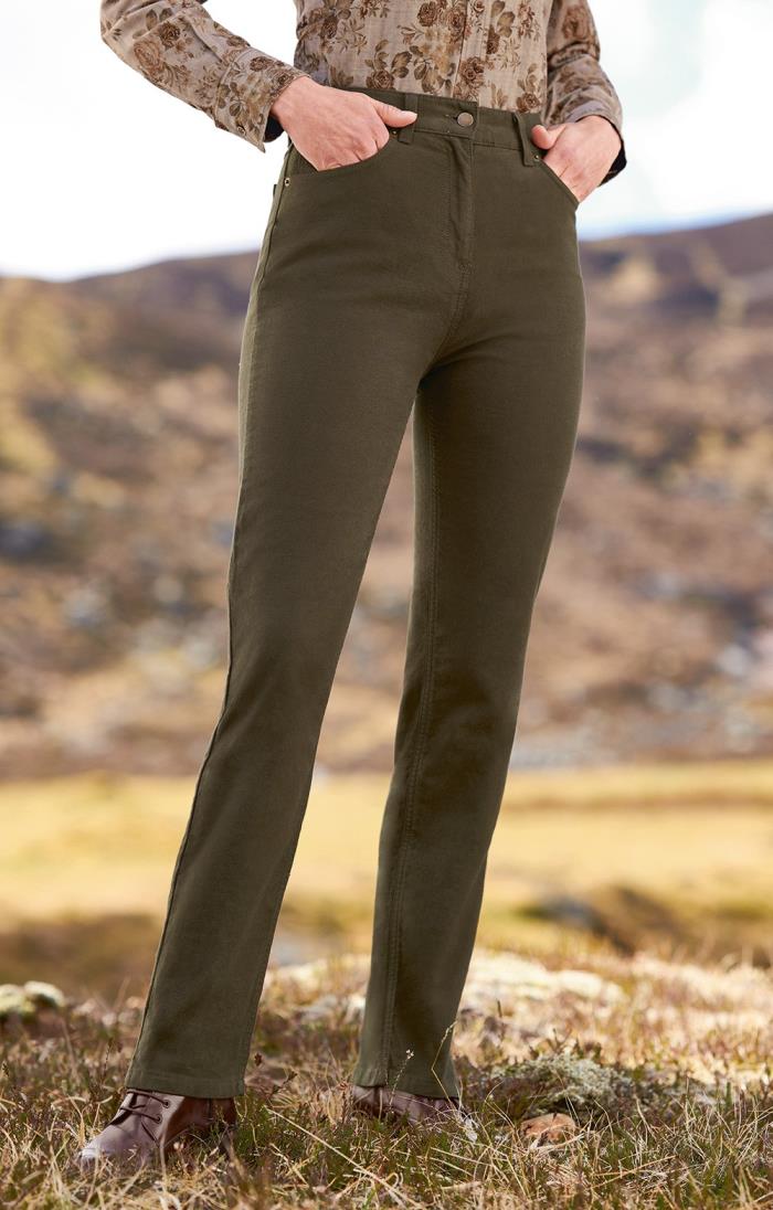 Field trousers moleskin green piping  shop online  Women  FRANKEN  Cie