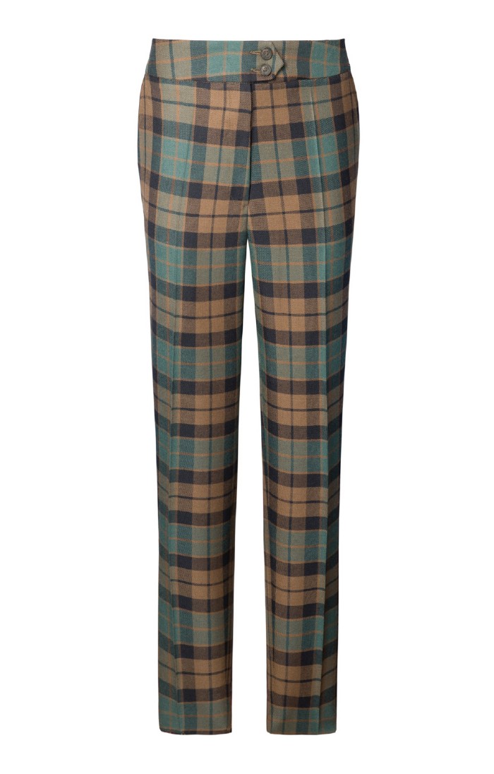 Ladies Cropped Tartan Trousers Green House of Bruar