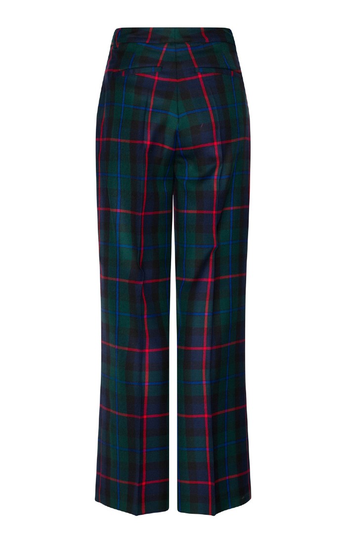 Ladies Wide Leg Tartan Trousers, Black House of Bruar