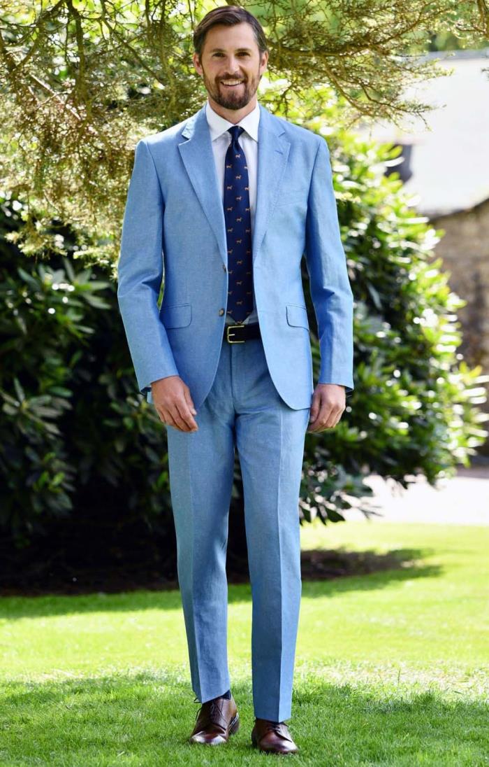 House of Bruar Men's Modern Fit Linen/Cotton Trousers