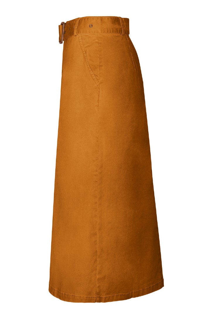 Ladies Stretch Cotton Long Chino Skirt, Green - House of Bruar Ladies Stretch Cotton Long Chino Skirt, Green - House of Bruar