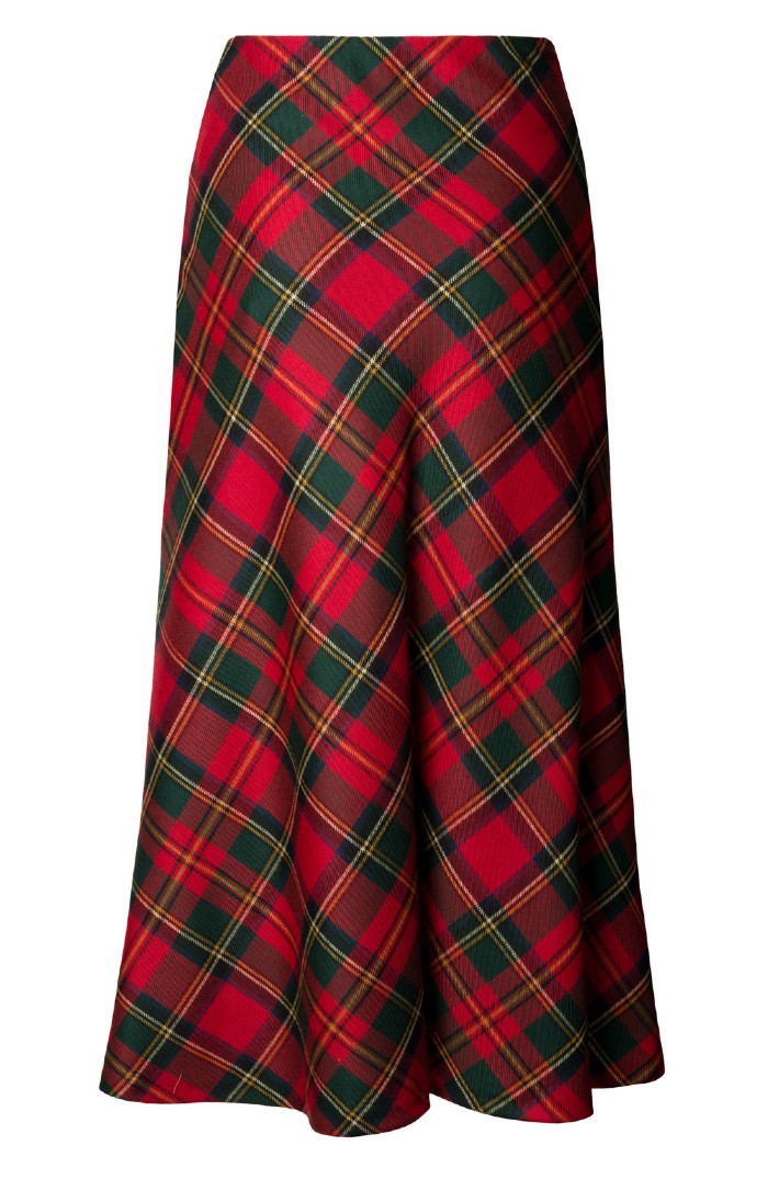 Ladies Plaid Bias Skirt, Navy House of Bruar