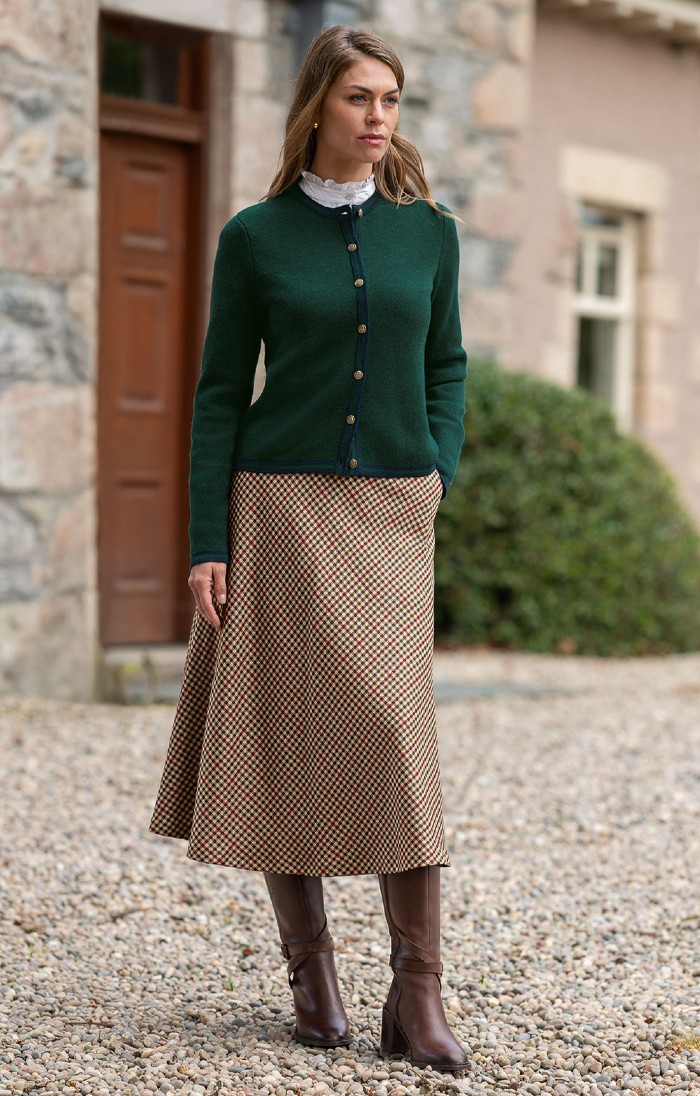 Ladies Plaid Swing Skirt, Brown House of Bruar