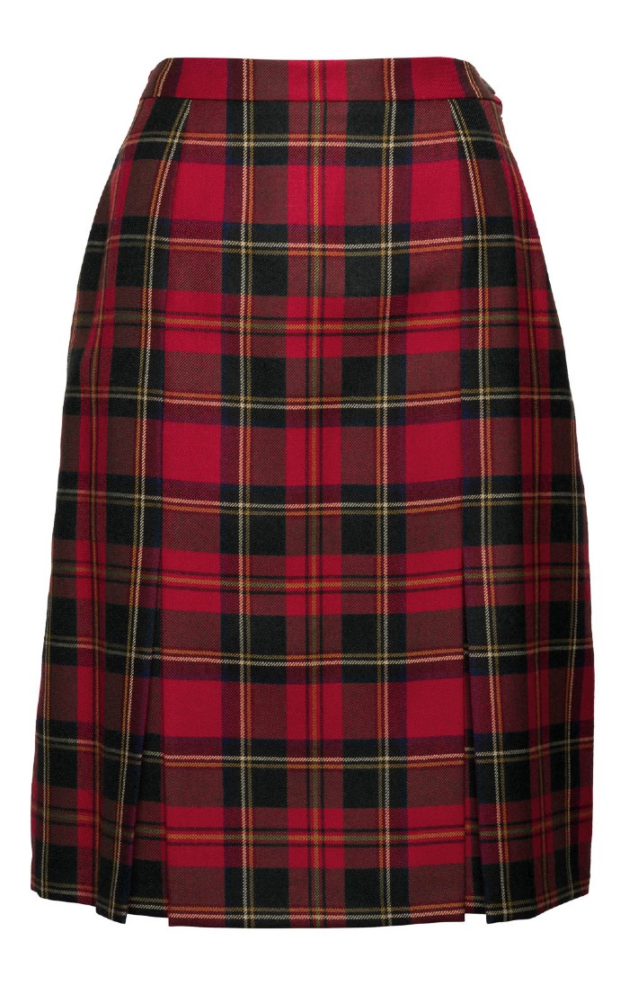Ladies Plaid Inverted Pleat Skirt, Navy - House of Bruar