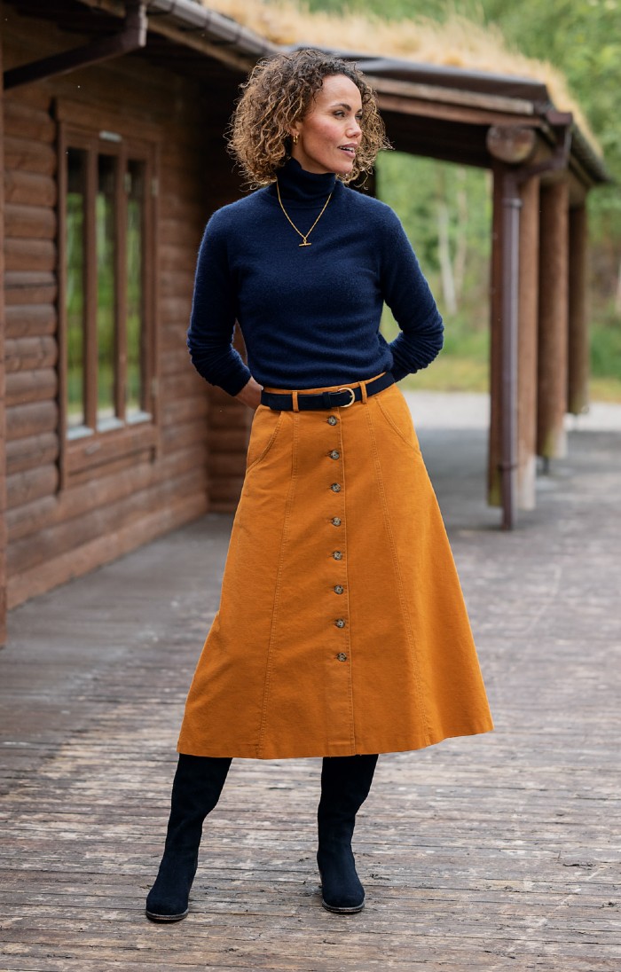 【maison celon 】2way button long skirt TQ12016OCHRE.jpg