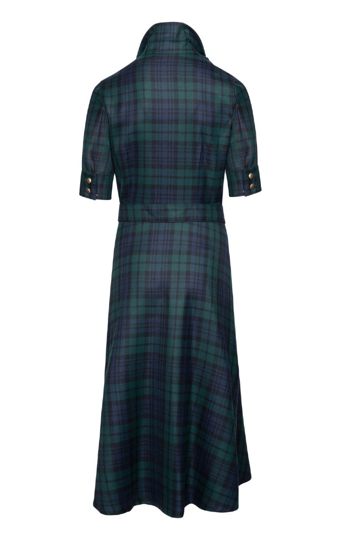 Ladies Plaid Gold Button Dress