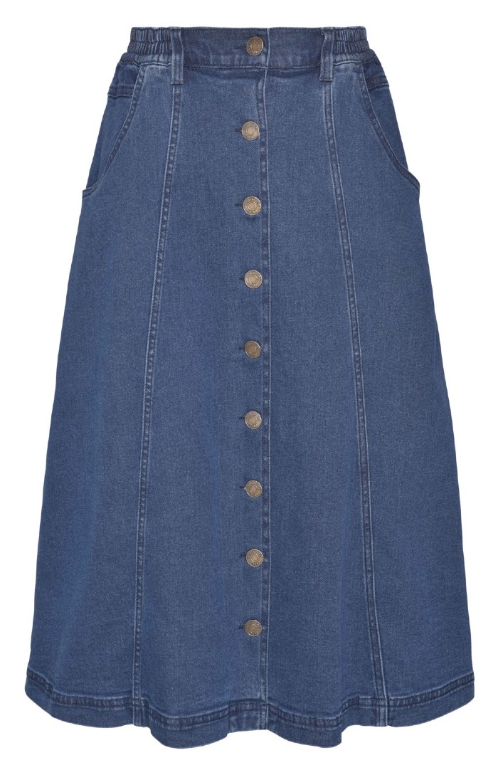 Bleached Denim Midi Skirt - Women - Ready-to-Wear