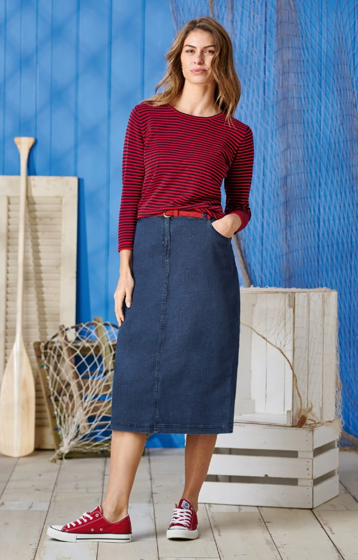 MADAME MELEK Zr Model Slit Detailed Denim Skirt Without Lycra - Trendyol