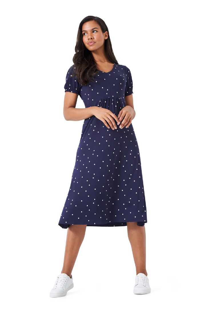Ladies navy spot dress sales