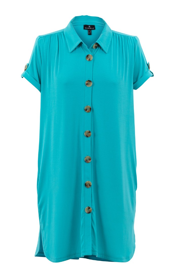 Stone Plunge Knot Detail Shirt Dress - Marlie