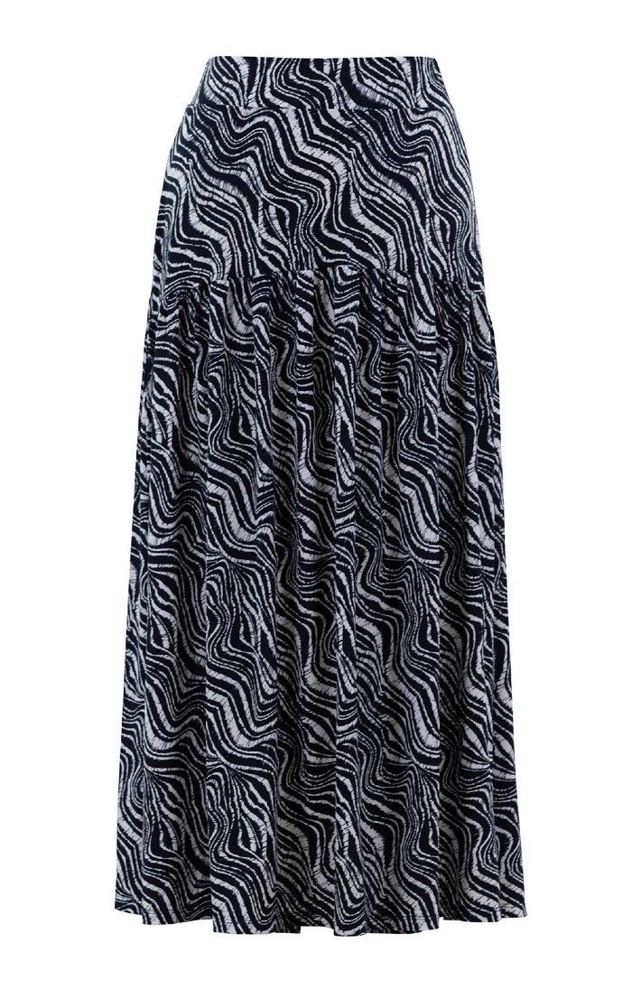 Black fit and flare midi skirt hot sale