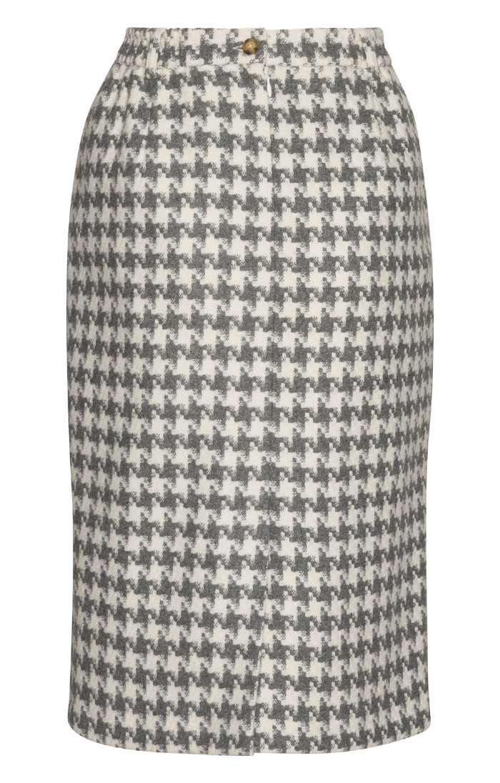 Ladies Tailored Houndstooth Skirt, Black House of Bruar