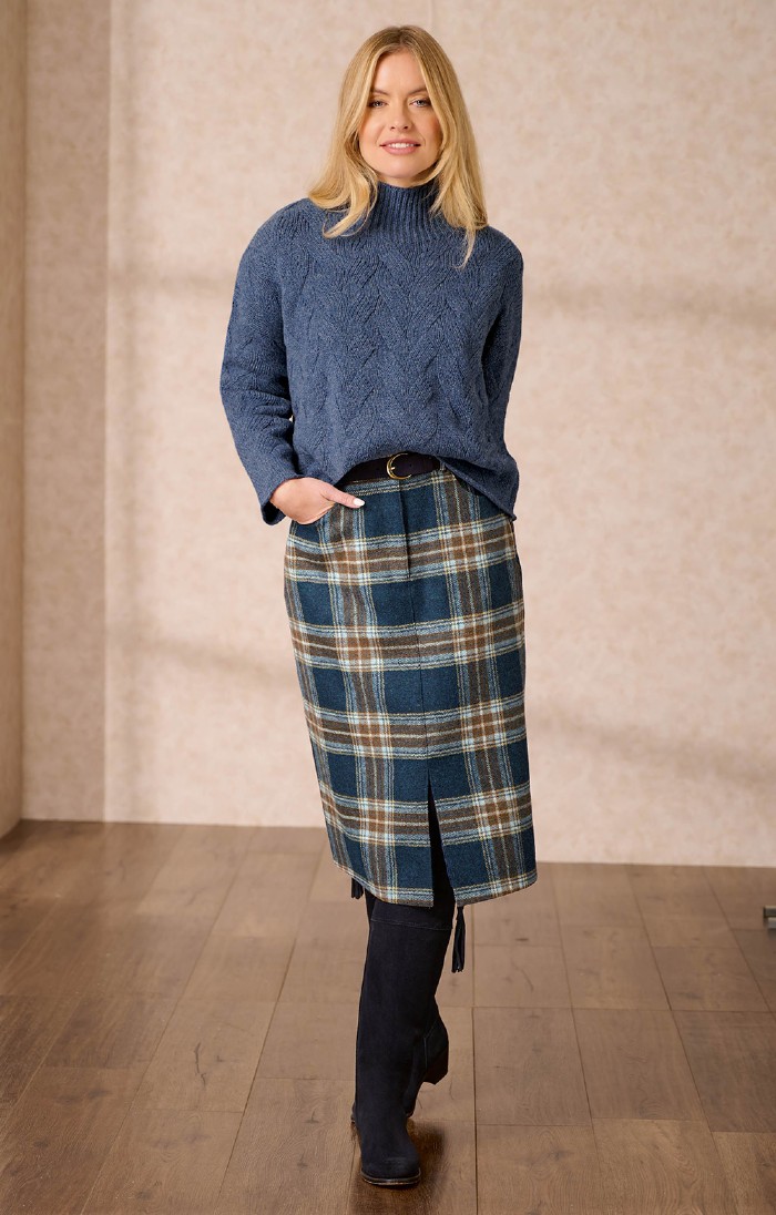 House of Bruar Ladies Tweed Denim Look Vented Skirt