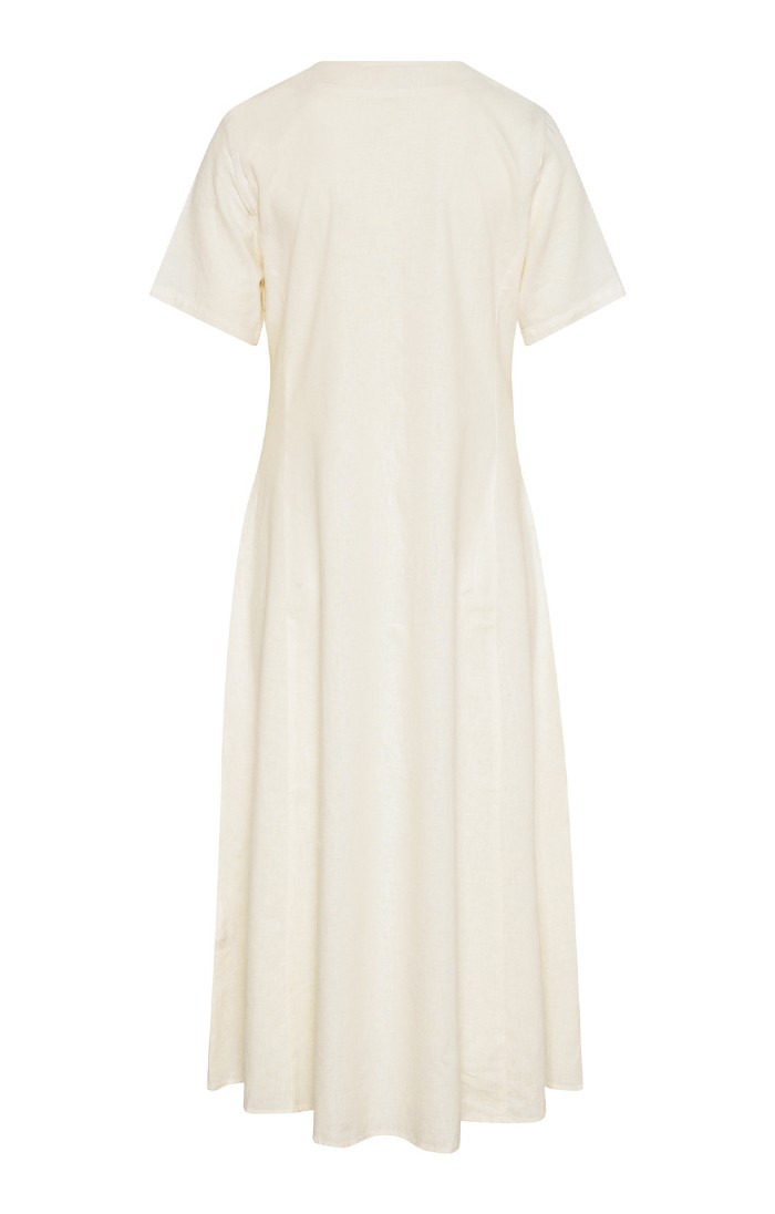 Ladies Linen Blend Button Detail Dress - House of Bruar