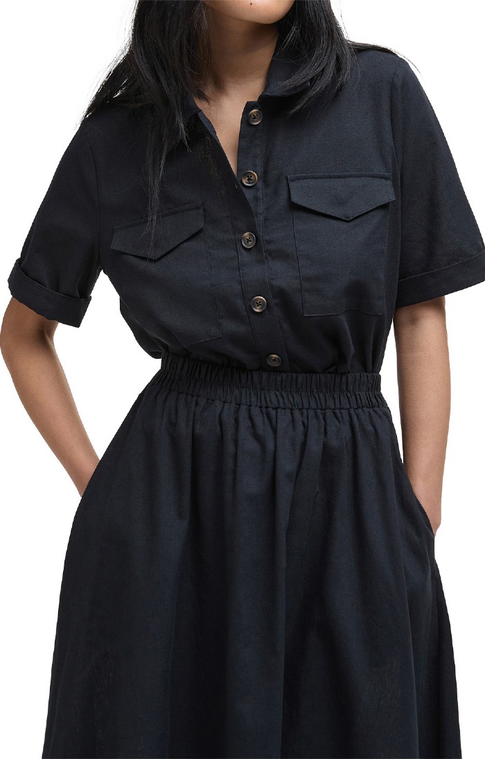 ワンピース BARBOUR Women Mid Skirts LDR0908 LDRBK11 Black Ladies Barbour Elsie Midi Skirt, Black - House of Bruar
