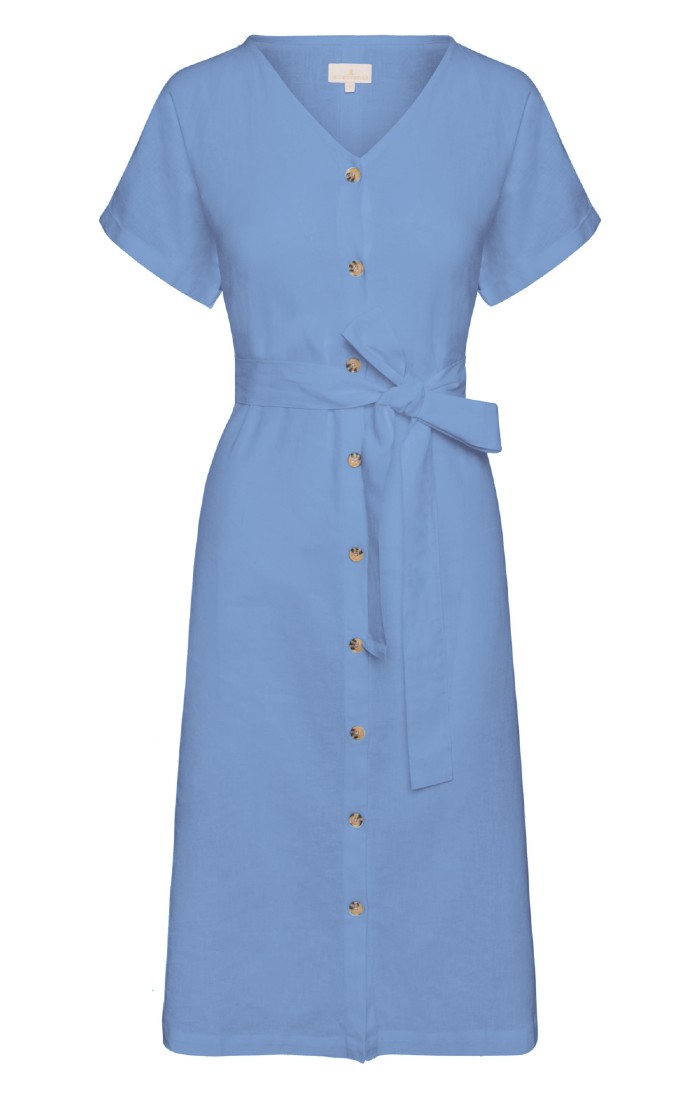 Linen blend button front dress sale
