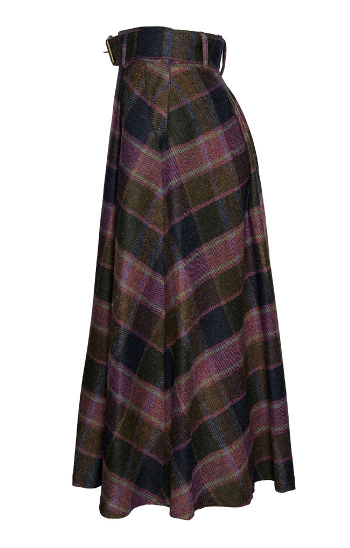Ladies Tweed Pleated Skirt with Belt, Multi House of Bruar