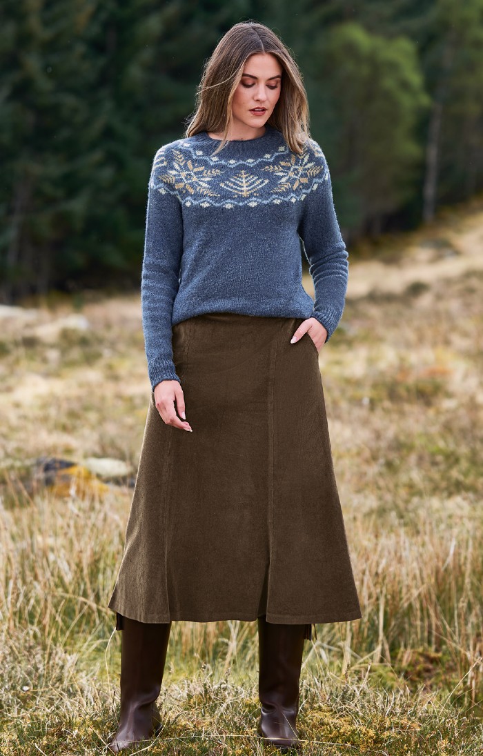 Ladies Long Cord Skirt House of Bruar