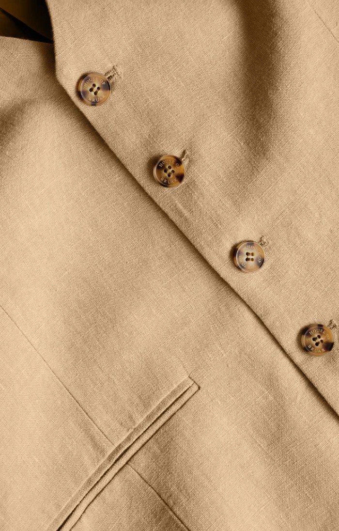 Men's Linen Single Breasted Waistcoat, Yellow House of Bruar